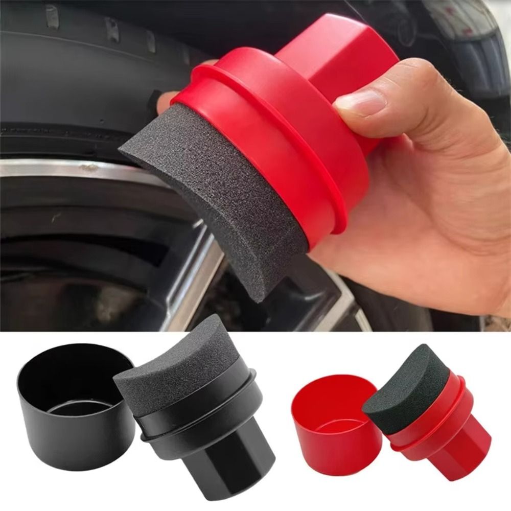 Car Wax Polishing Pad - Gebogener Reifenpolierschwamm mit Abdeckung, wiederverwendbarer Autoreifen-Wachs-Applikator,
