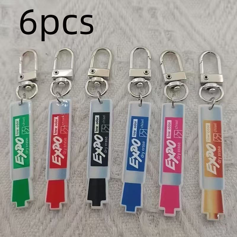 Car Accessories Gifts - 6 Stück Acryl-Stift-Schlüsselanhänger, Wanderschnalle aus Legierung,