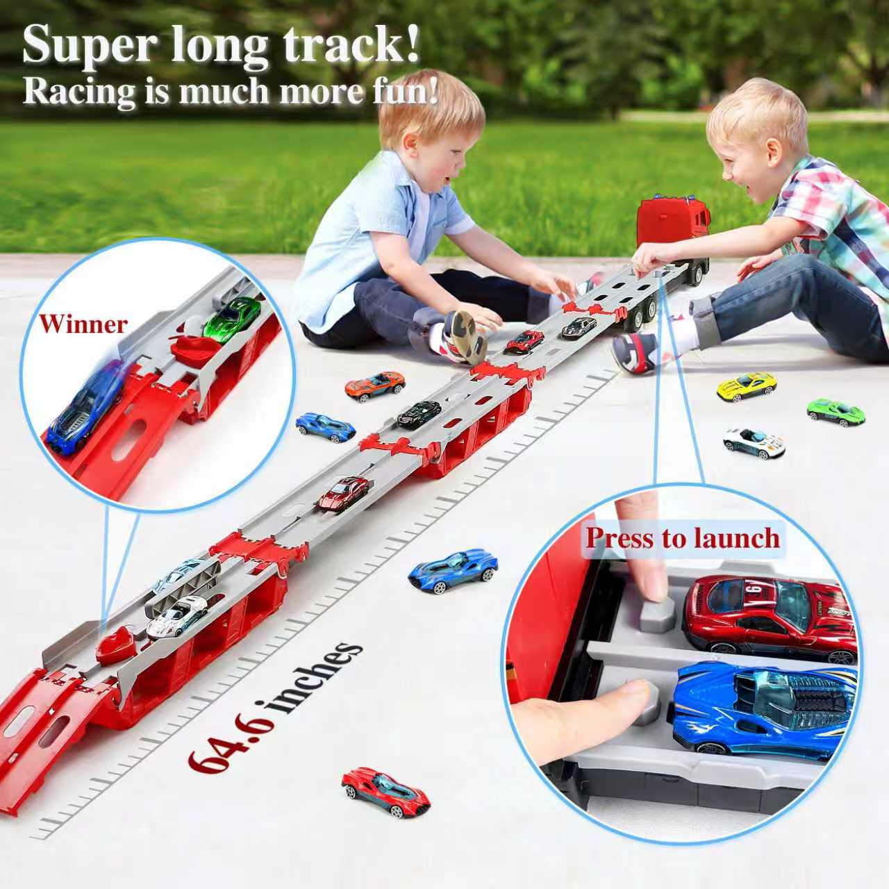 Car Accessories For Boys - Faltbares Auto-Transporter-LKW-Spielset mit Auswurfschiene und Mini-Fahrzeugen,