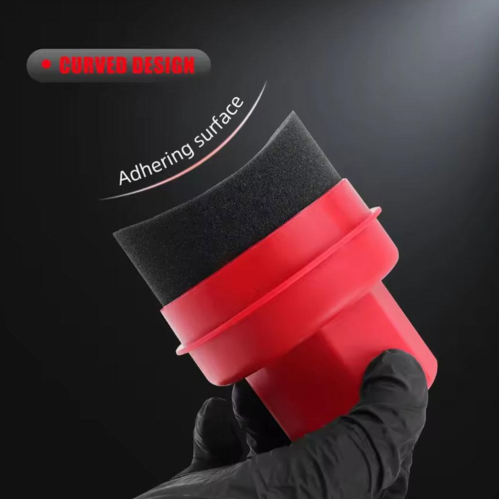 Car Wax Polishing Pad - Wiederverwendbarer Reifenwachs-Applikator-Schwamm mit Deckel, gebogenes Auto-Reinigungspad