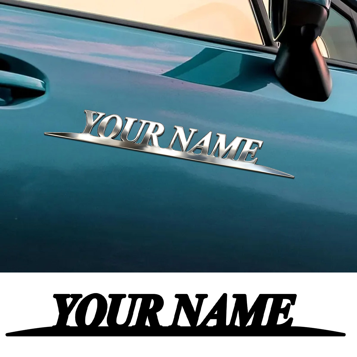 Car Accessories Gifts - Trendige Metall-Aufkleber mit Ihrem Namen, individuelles