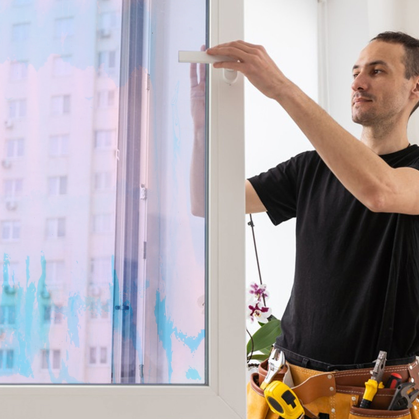 Tinted Window Film - Transparente Holographische Fensterfolie Irisierende Selbstklebende Sichtschutz-Dekorationsfolie