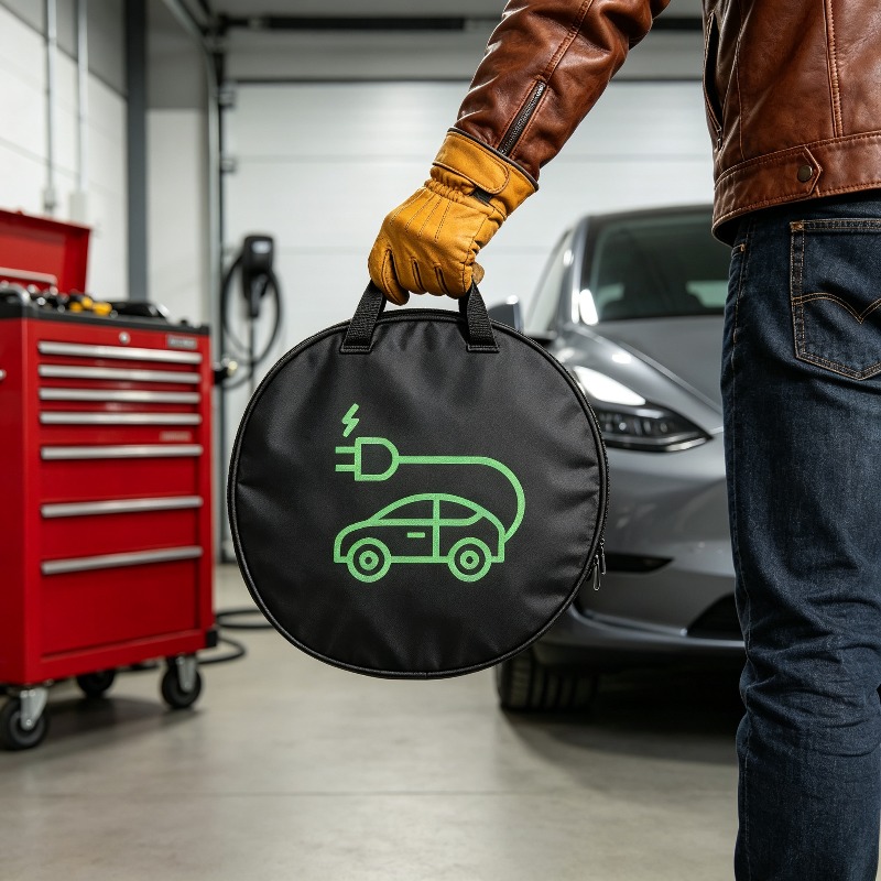 Car Cable Organizer - Auto-Ladepistolen-Aufbewahrungsorganizer Elektroauto-Ladegerät-Aufbewahrungstasche Wasserdichte Autobatterie-Kabeltasche mit Griff