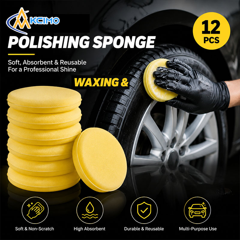 Car Wax Polishing Pad - 12 Stück Auto-Wachsschwämme, runde, weiche Schaumstoff-Wachsapplikator-Pads