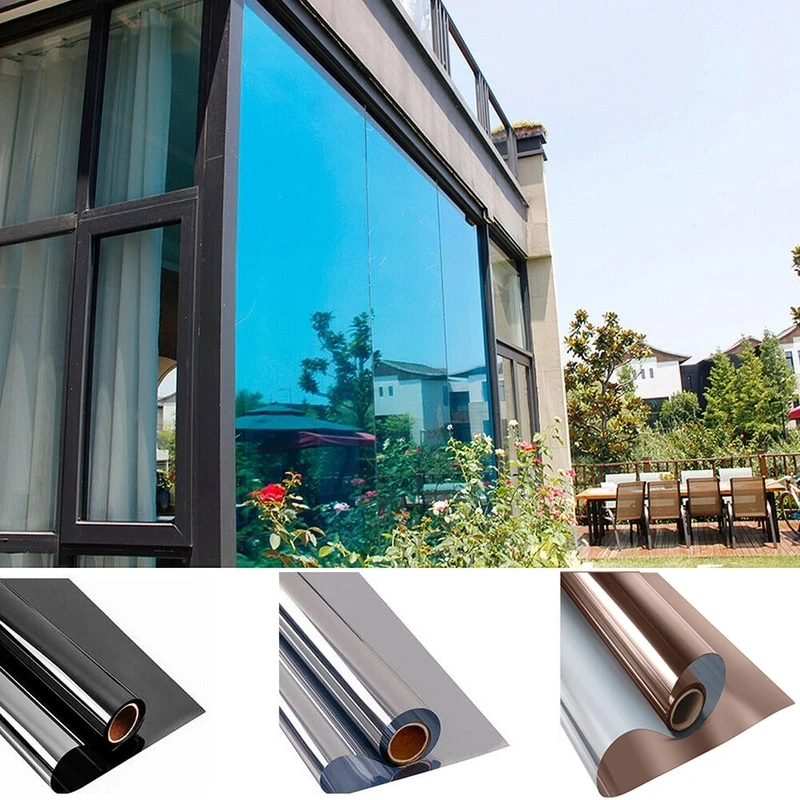 Tinted Window Film - Sichtschutzfolie für Hausfenster Selbstklebende Vinyl-Spiegelfolie Einweg-Sichtschutzfolie