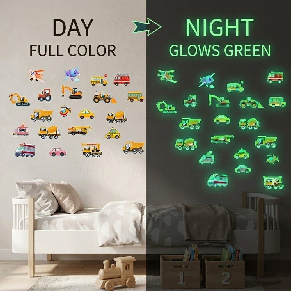 Car Accessories For Boys - Leuchtende Auto-Wandaufkleber 21-teiliges Set Tag-Nacht Zweifarbig