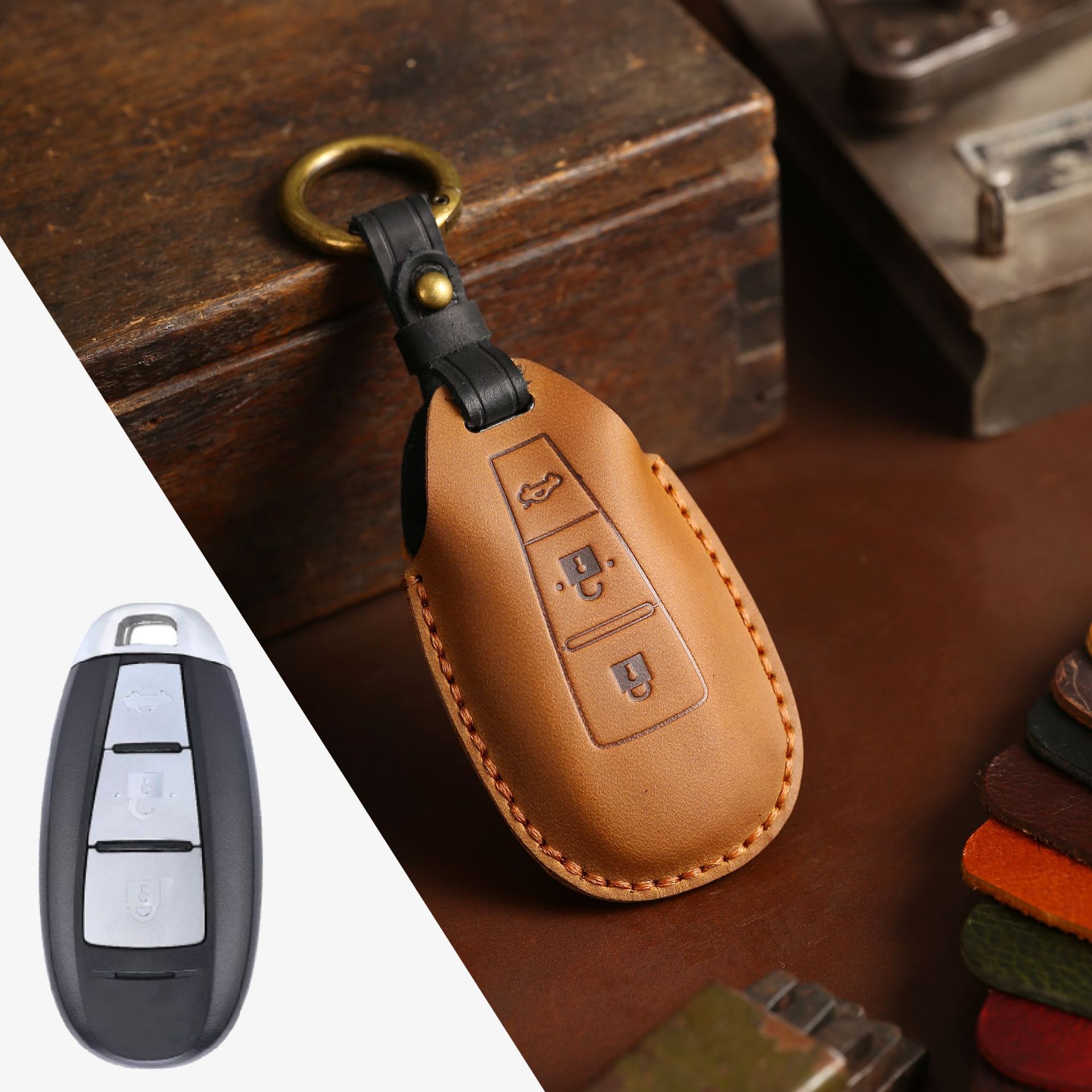 Car Accessories Ertiga - 3 Flaschen Leder Auto Schlüssel etui